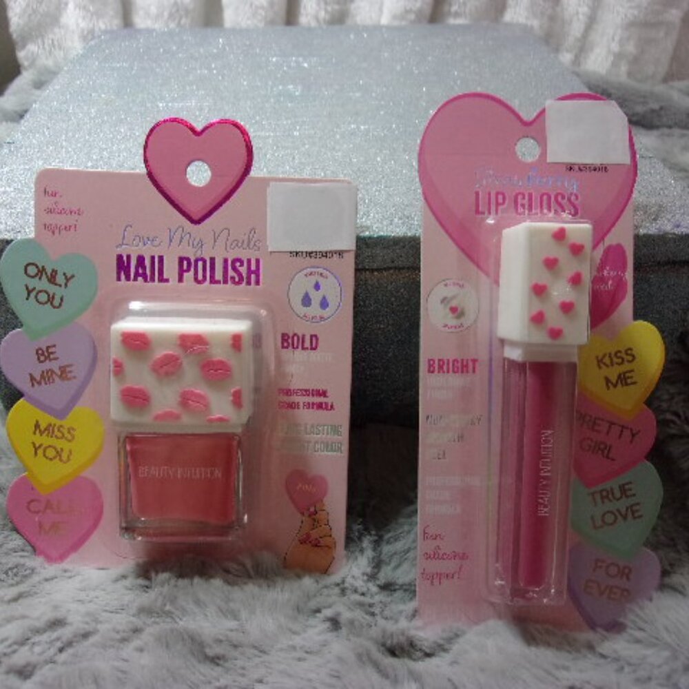 M-37 (NIP) BEAUTY INTUITION STRAWBERRY LIP GLOSS AND NAIL POLISH